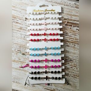 Colorful Beaded Cross Bracelet Set